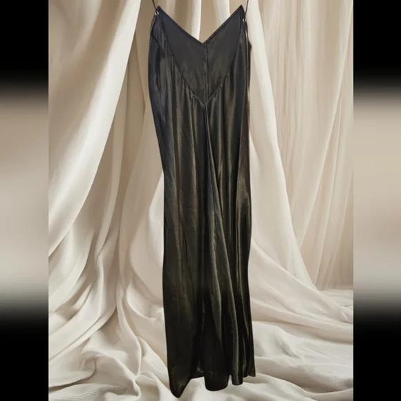 La SENZA Vintage Long Black Slip with Buttons - Picture 2 of 2